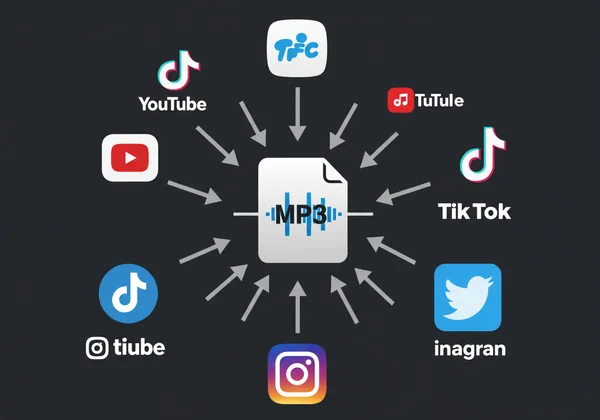 Iconos de plataformas de redes sociales convirtiendo a audio