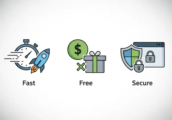 Iconos para una conversión MP3 rápida, gratuita y segura en el navegador