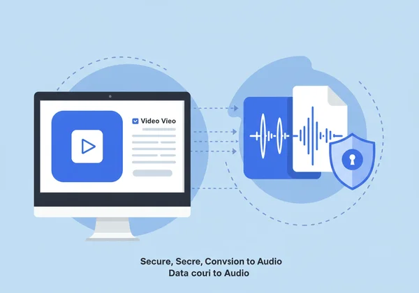 Ilustra la conversión segura local de video a audio para proteger la privacidad
