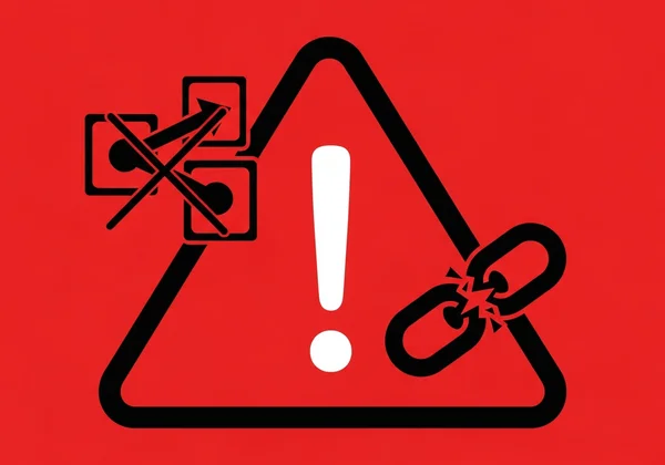 Señal de advertencia roja que indica contenido ilegal o infracción de derechos de autor