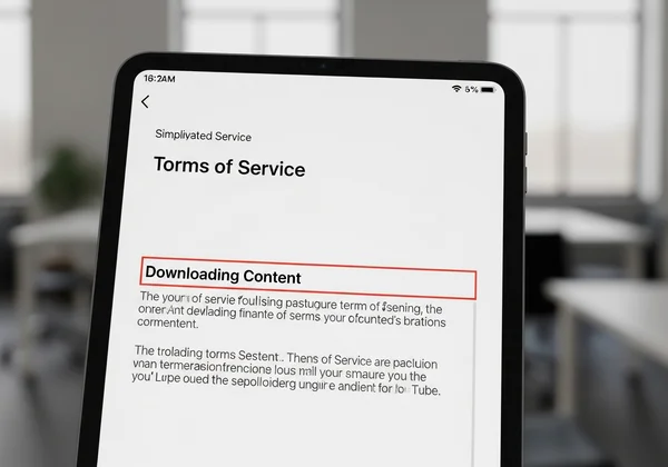Captura de pantalla de los términos de servicio de YouTube en un dispositivo digital